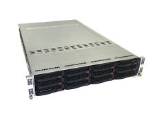 SUPERMICRO 6026TT-HTRF-9 SUPERMICRO 4 X8DTT-H 8x QUAD CORE X5550 2.6GHz 64GB 12x 1TB SATA NO RAIL. REFURBISHED. IN STOCK.